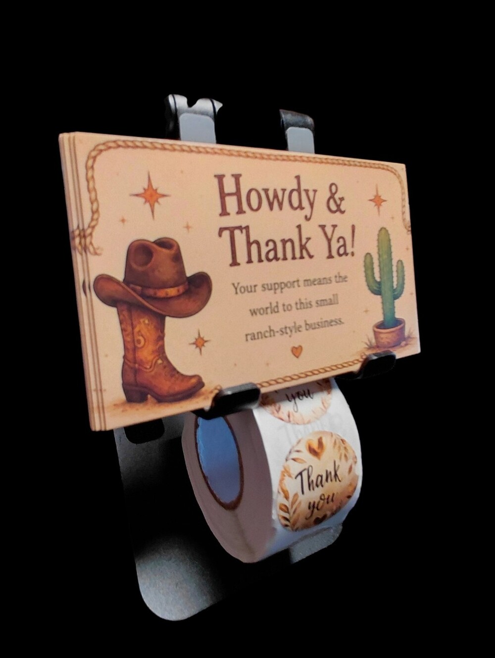 550ct. Howdy & Thank Ya! Rustic Western-Style Thank You Card 3 Random Polymailer - Picture 3 of 7